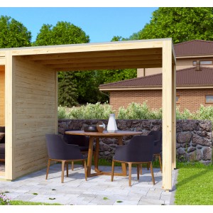 Karibu Anbaudach für Saunahaus Jasper/Kjeld: Naturbelassenes Fichtenholz, erweiterte Wohlfühloase.