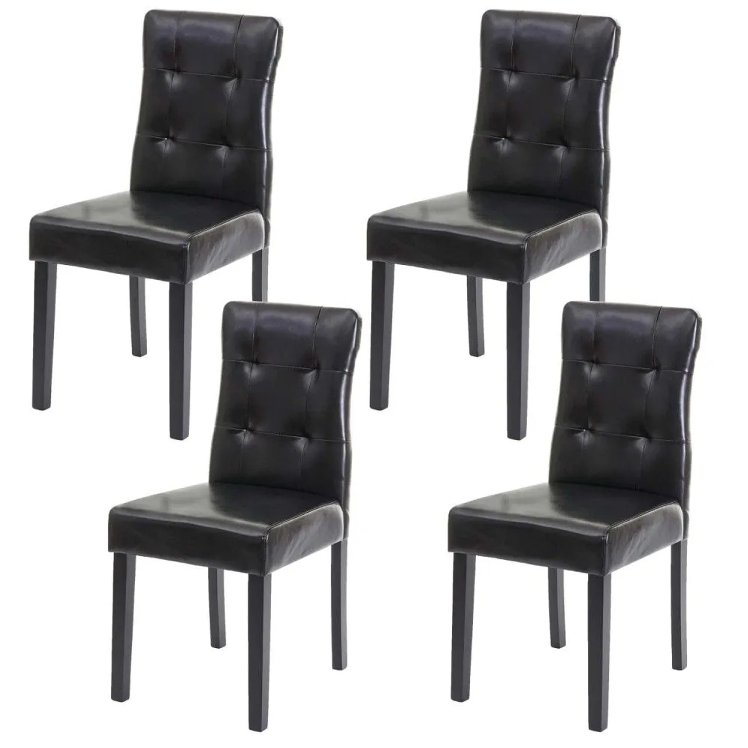 MCW Esszimmerstuhl E58 4er-Set Kunstleder Schwarz Dunkle Beine