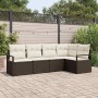 Braunes 5-tlg. vidaXL Garten-Sofa-Set aus Poly Rattan mit cremefarbenen Kissen für Terrasse oder Garten.
