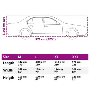 vidaXL Autoabdeckung Silber M: Schutzhülle für Limousine, Maße und Größenangaben.