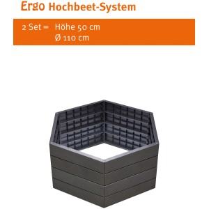 Garantia Ergo Hochbeet-System L Stone, sechseckig, aus Kunststoff in Steinoptik.