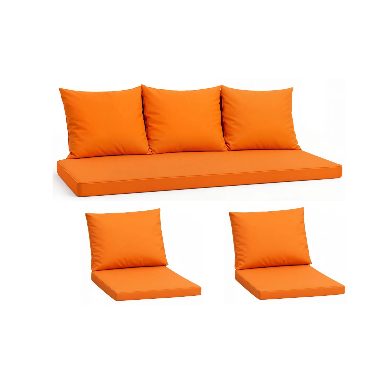Setgarden Komfort Set Gartenloungekissen aus Technorattan-Möbel Kissen für Sofa 130x60 cm + Sessel 1tlg Orange