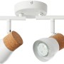 Weiß-braune 4-flammige Spotleuchte Moka mit Kork-Details für Decke oder Wand.
