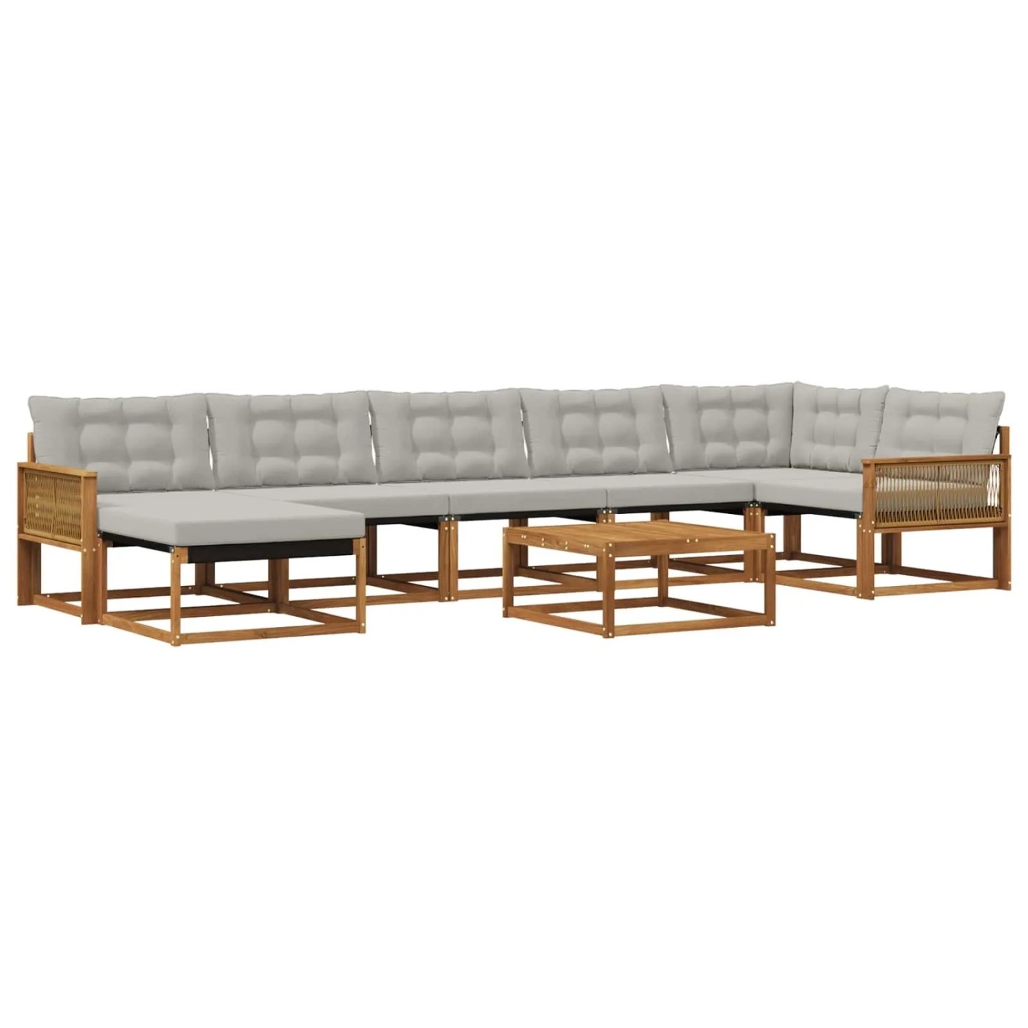 vidaXL Outdoor-Sofagarnitur mit Kissen 8 Stk Natur und Hellgrau 3381587