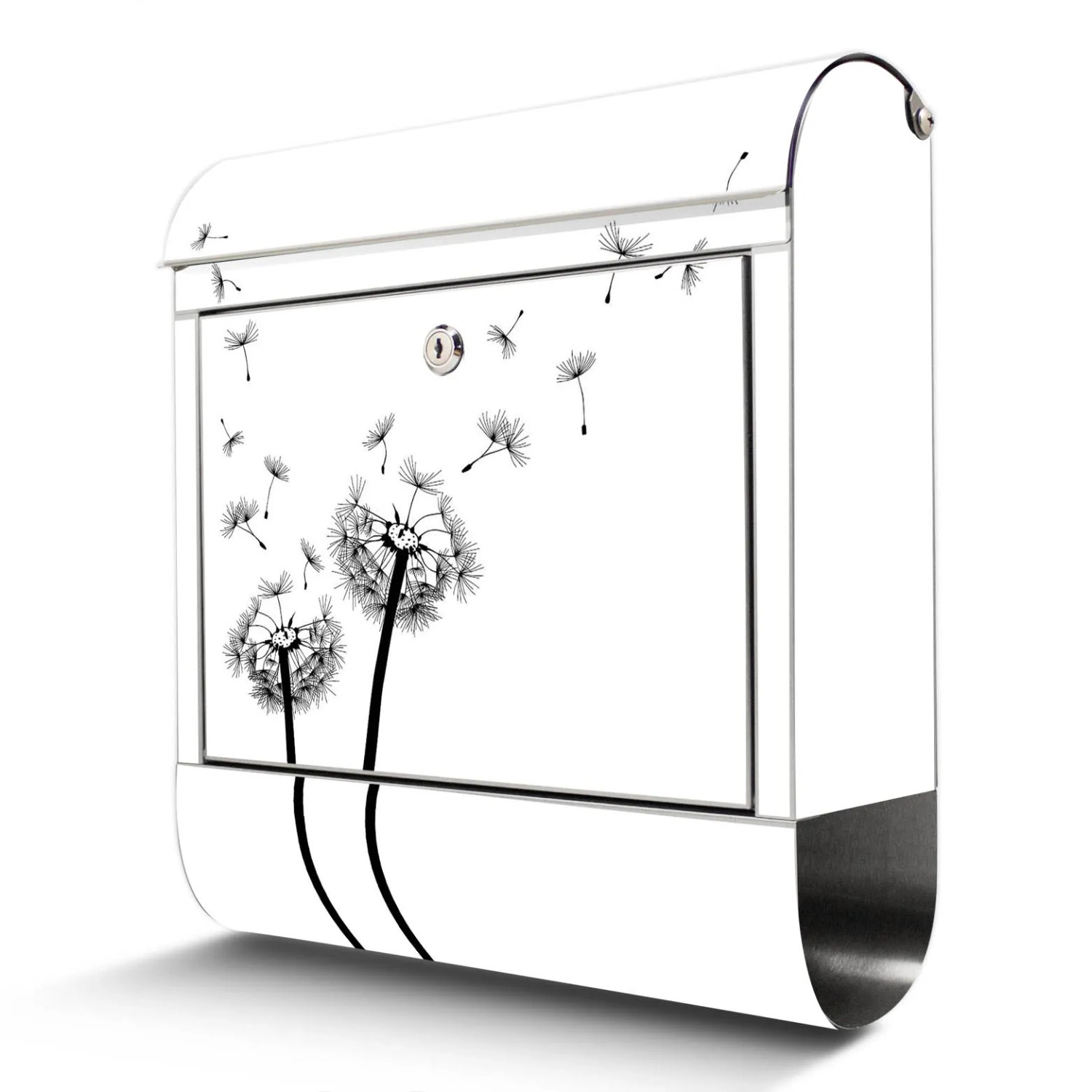 Banjado Briefkasten Edelstahl 38x43x12.5cm Rostfrei Mit Zeitungsfach Mit Motiv Motiv Wt Pusteblume 2