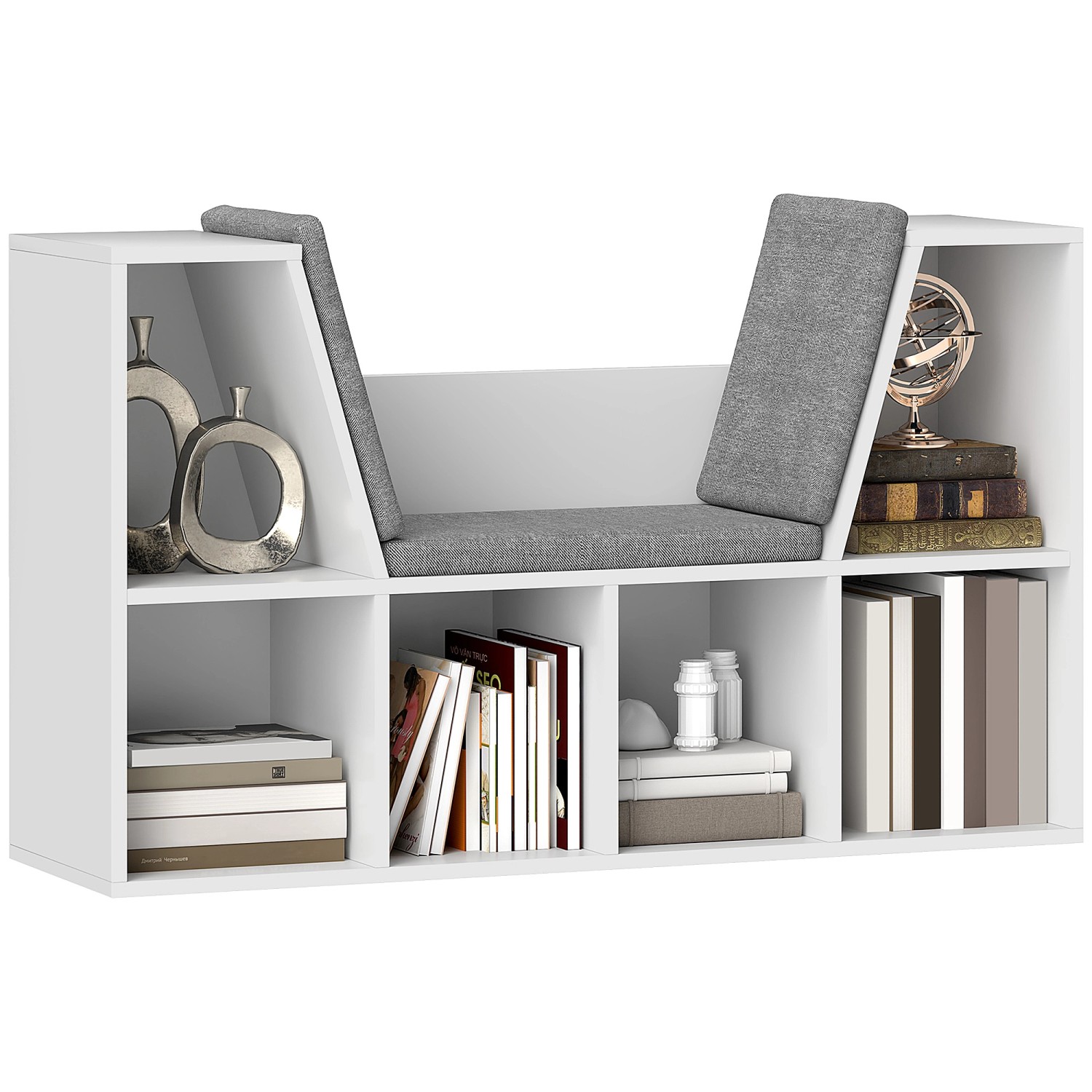 HOMCOM Bücherregal Aufbewahrungsregal Spanplatte Weiß 105L x 30B x 63H cm günstig online kaufen