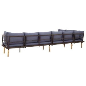 vidaXL 8-tlg. Garten Lounge Set aus Akazienholz mit grauen Kissen, Rückansicht.