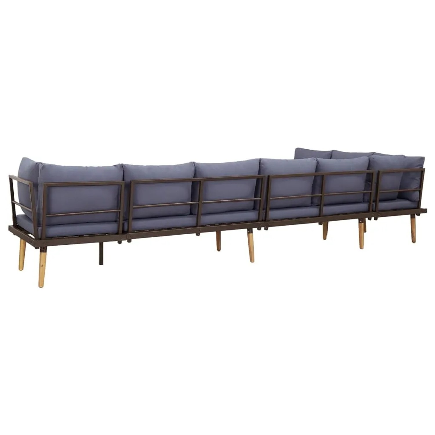 vidaXL 8-tlg. Garten Lounge Set aus Akazienholz mit grauen Kissen, Rückansicht.