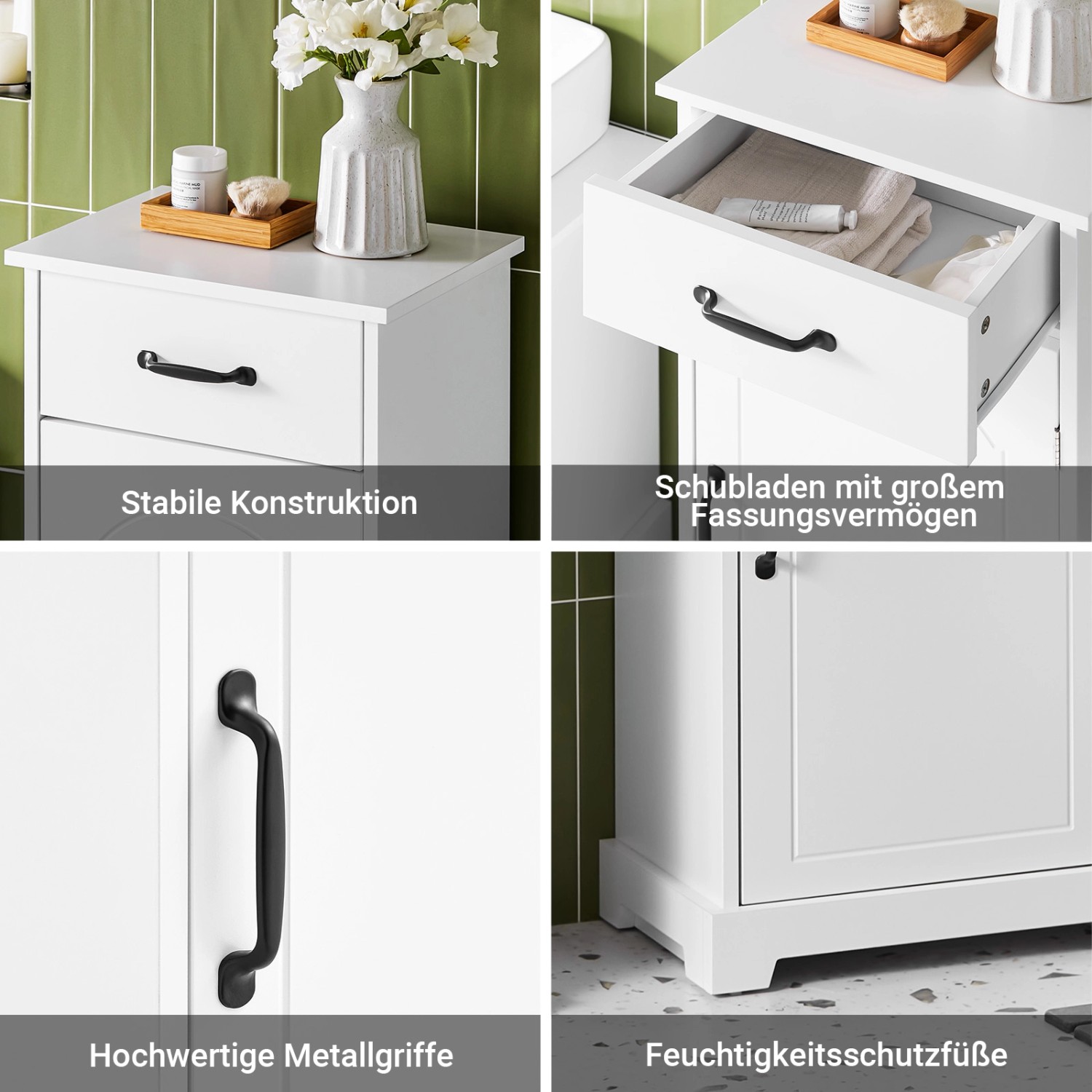 SoBuy Badezimmerschrank Badregal mit Verstellbaren Einlegeböden Weiß 42x93x30cm BZR207-W_9