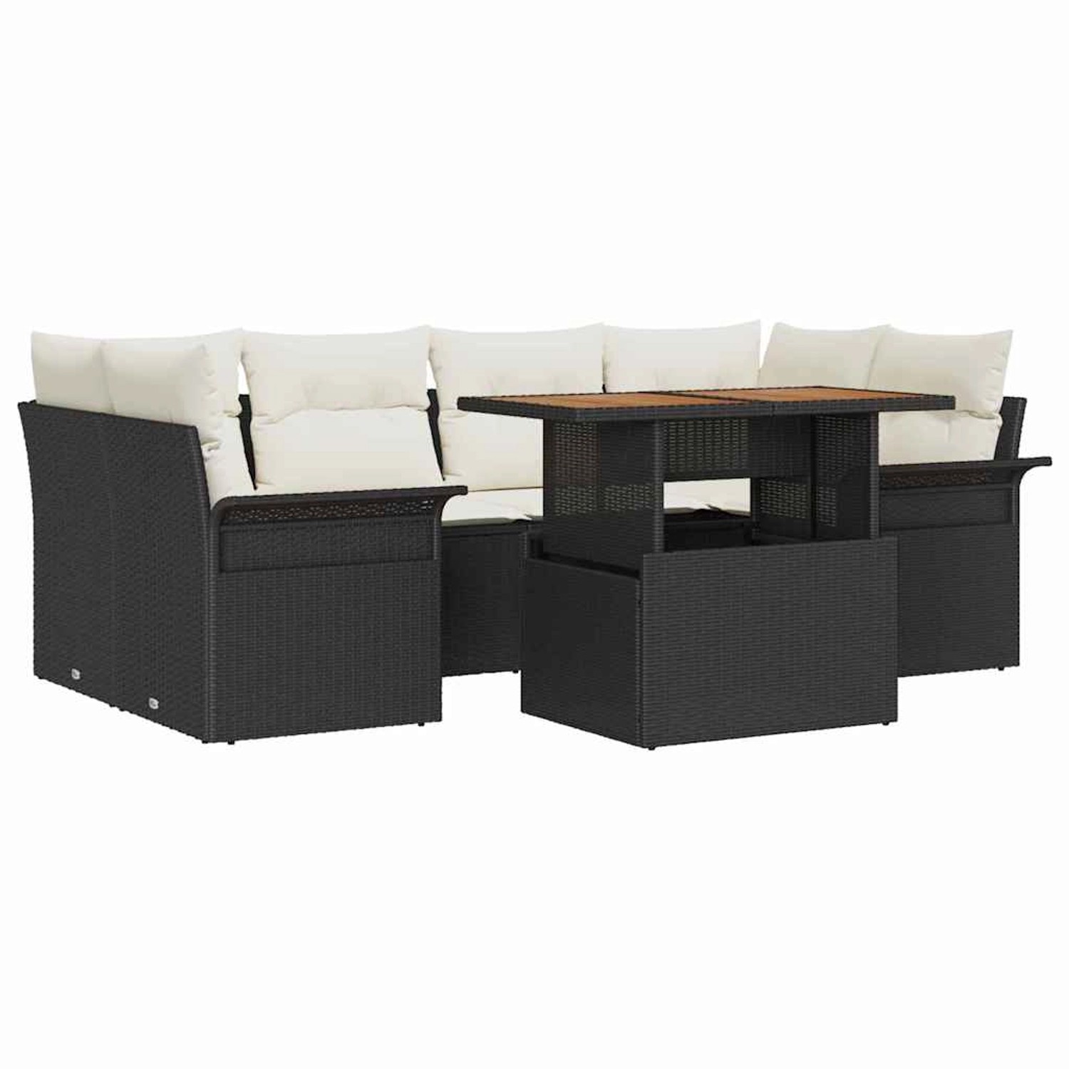 vidaXL Garten-Sofa-Set mit Speicher 7-Tlg Schwarz Poly Rattan 3358021 günstig online kaufen