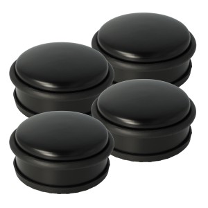 4er Set: Runde, schwarze Westcott Türstopper aus Edelstahl mit Gummiring.