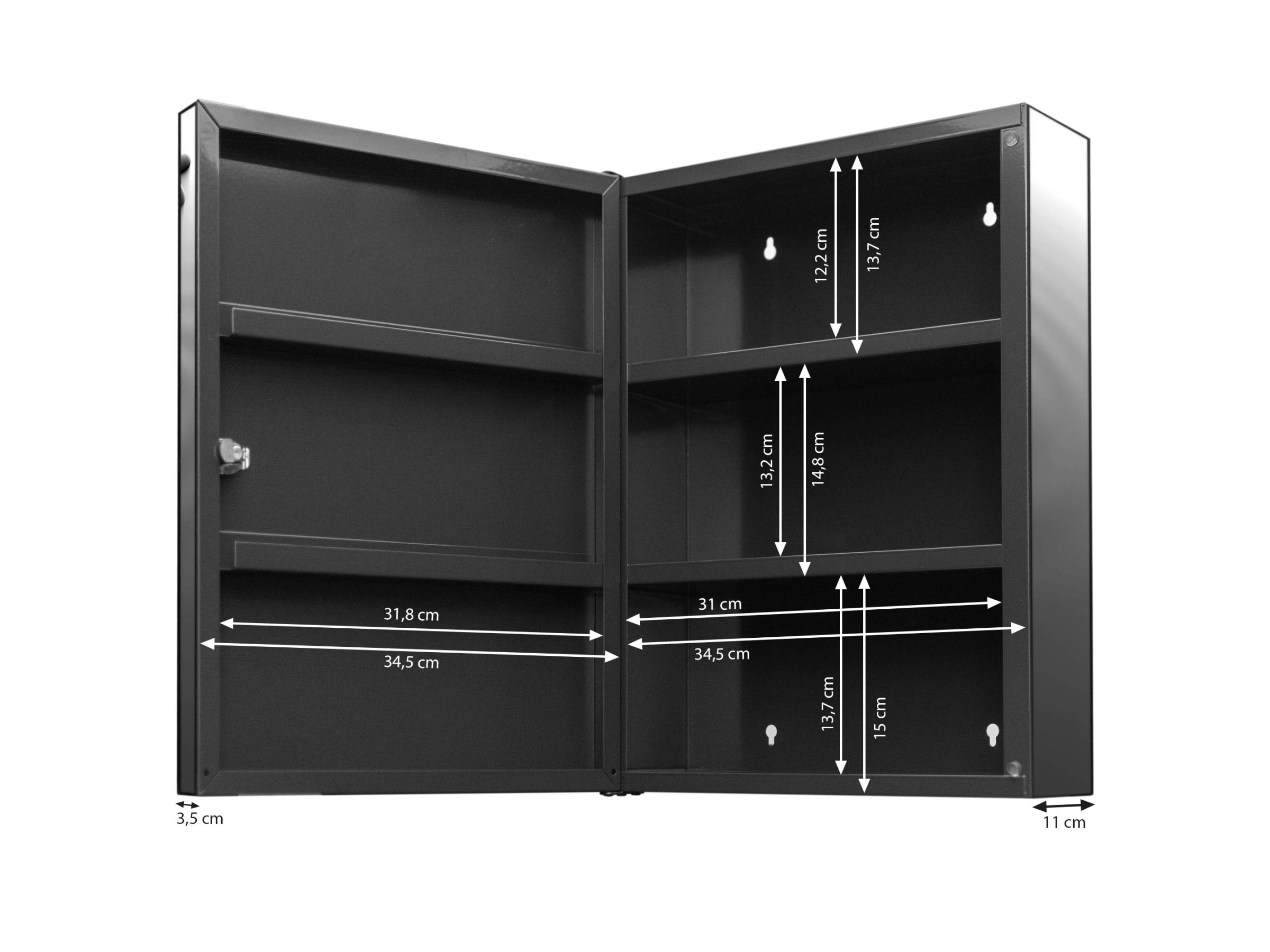 Banjado Medizinschrank Abschließbar – 35x46x15 Cm, Mit Motiv Sonnenaufgang, Aus Metall