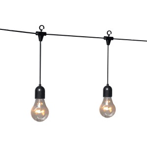 Konstsmide LED-Lichtervorhang für außen mit 10 klaren, bernsteinfarbenen Leuchtmitteln.