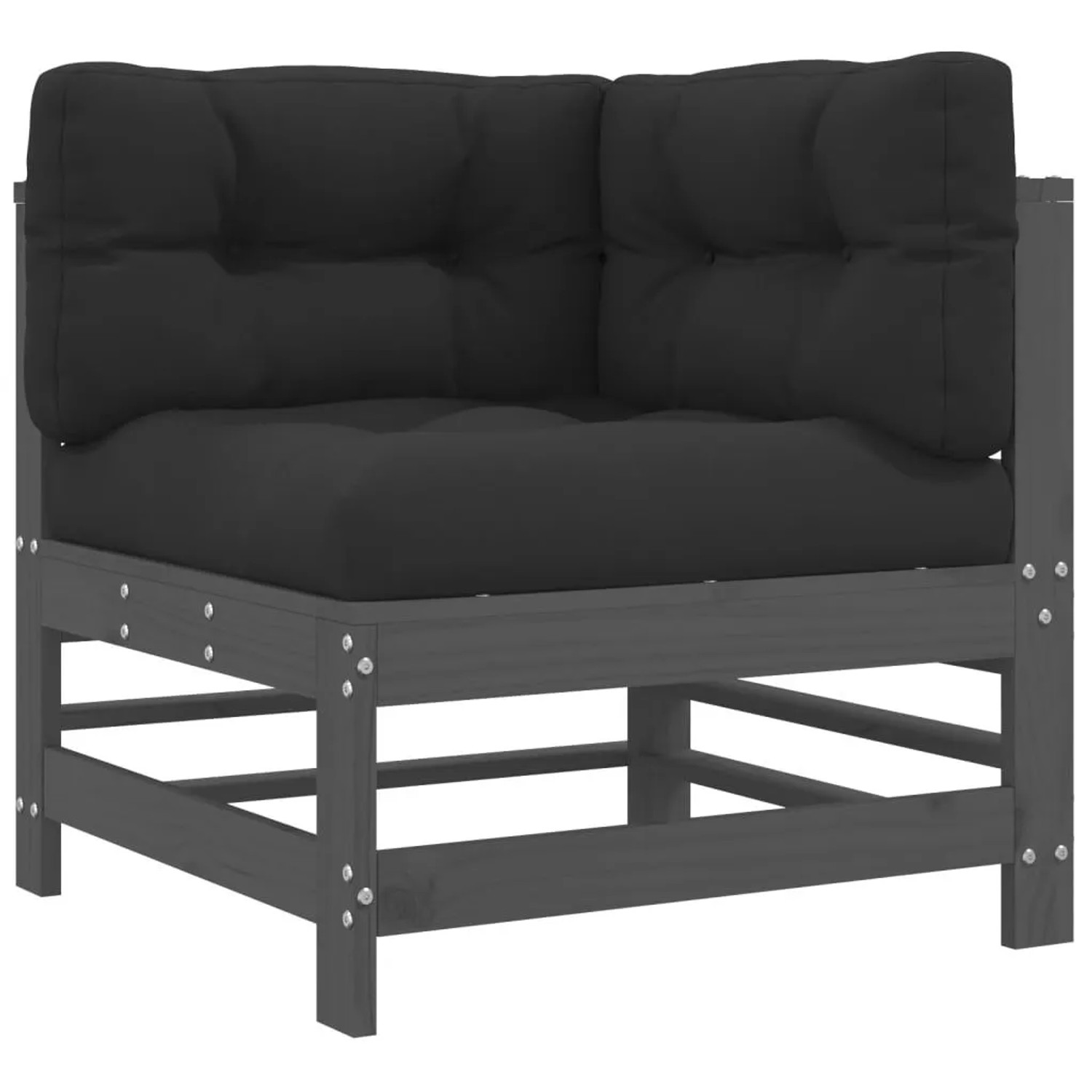 vidaXL Ecksofa mit Kissen Grau Massivholz Kiefer 825655