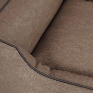Detailaufnahme: Knuffelwuff Hundebett Scottsdale XL aus Kunstleder in Stone, hoher Rand.