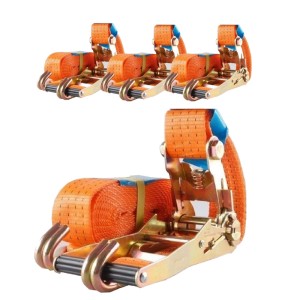 4 orangefarbene TRUTZHOLM Ratschen Spanngurte, 6m lang, 4t Zugkraft, für Autoanhänger.