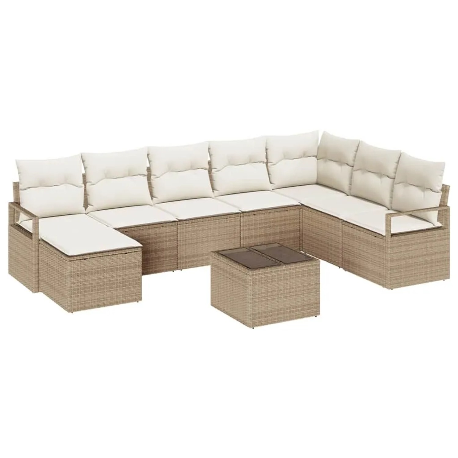 vidaXL Sofa Set mit Kissen 9-Tlg Beige und Creme Poly-Rattan 3355180 günstig online kaufen