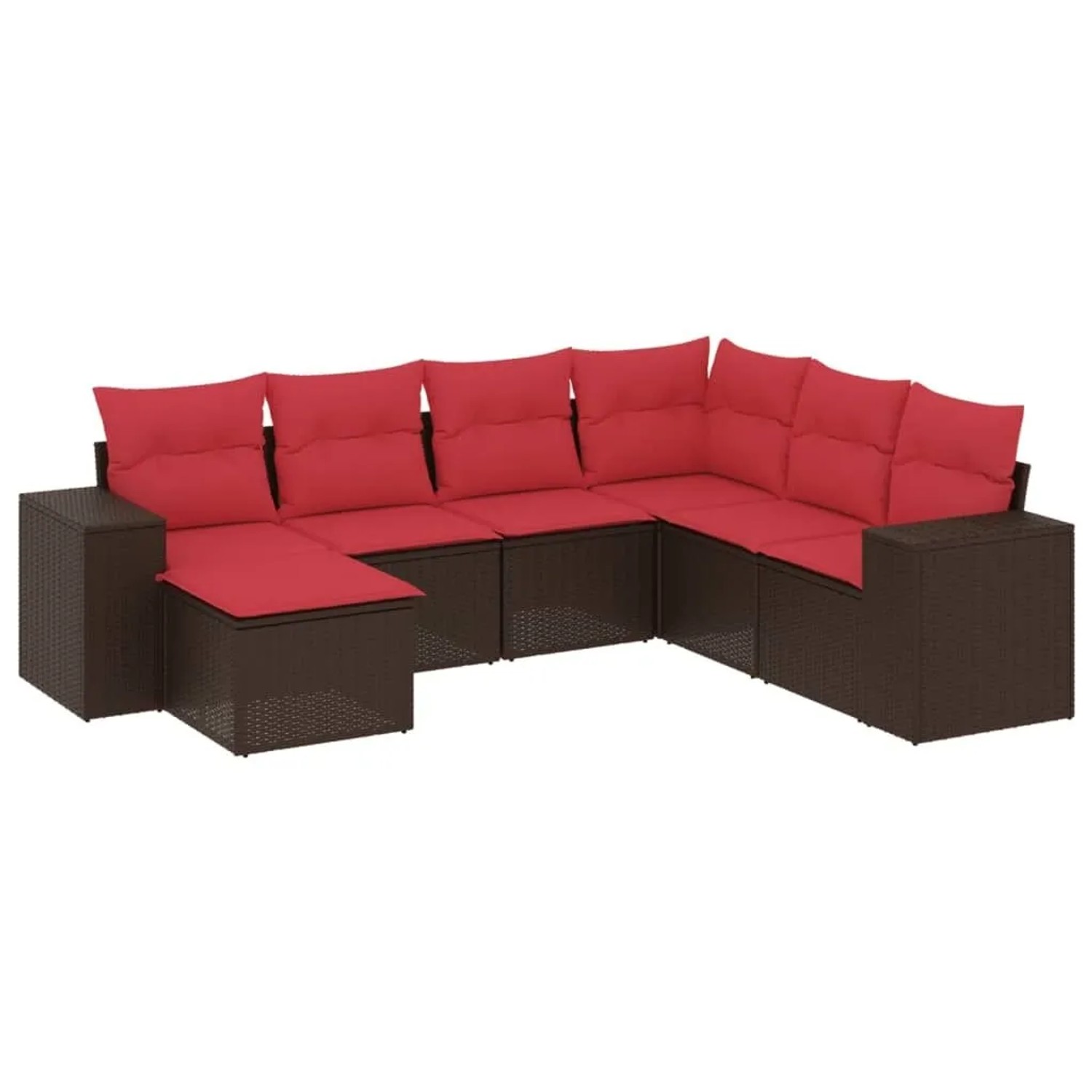 vidaXL 7-Tlg Gartensofa-Set mit Kissen Braun Polyrattan 3222903 günstig online kaufen