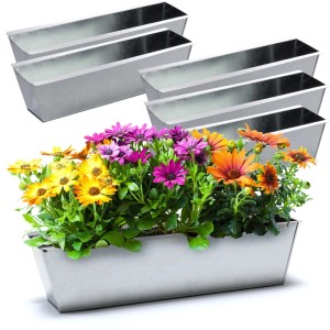 BigDean 6er Set Zink Paletten Blumenkästen Einsatz 38cm Groß Silber aus Metall Verzinkt Zinkkasten Pflanzkasten Balkonkasten Blumentopf