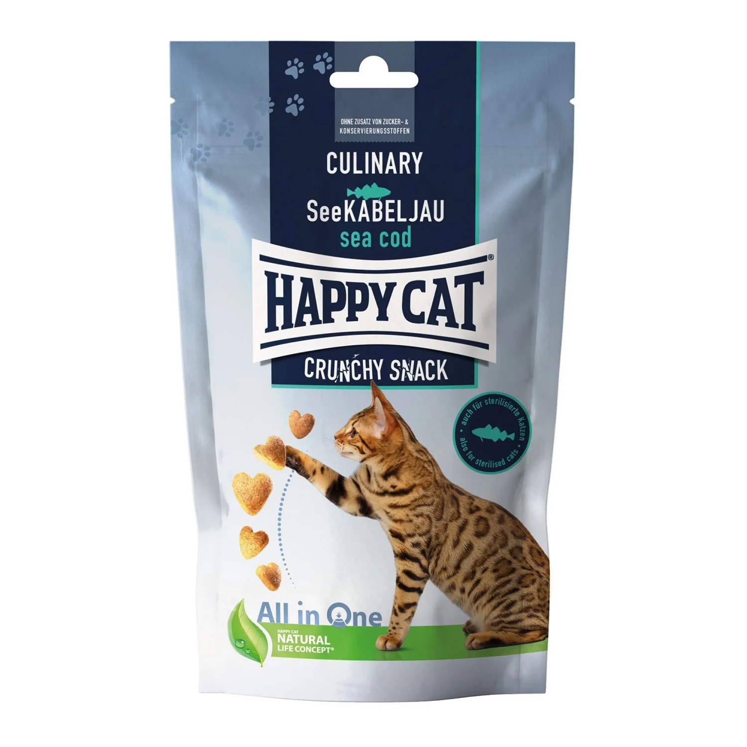 Happy Cat Katzen-Ergänzungsfutter Crunchy Snack Kabeljau 70 g