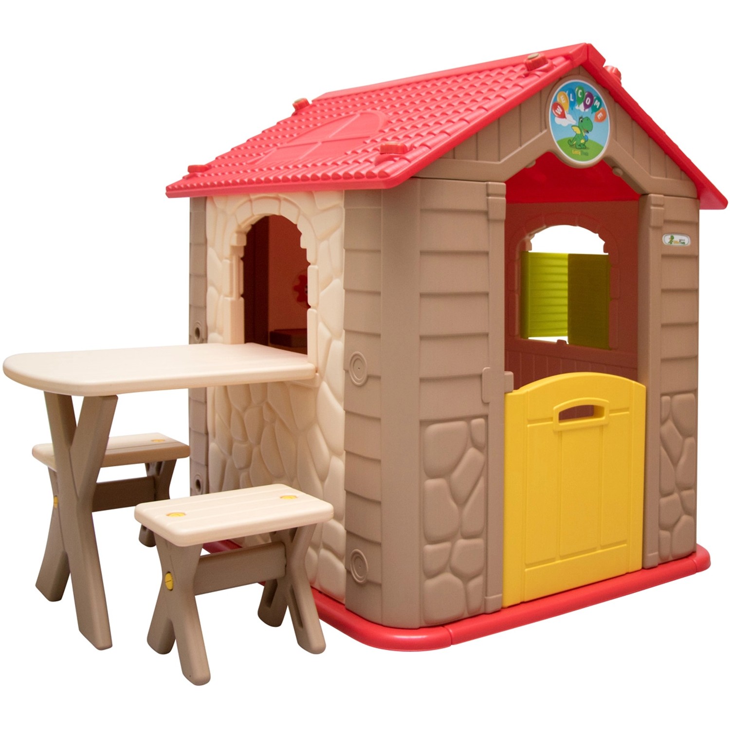 Thumbnail - LittleTom Indoor-Kinderspielhaus mit Tisch 95 x 104 x 104 cm