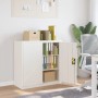 Weißer vidaXL Aktenschrank aus Stahl (90x40x90 cm) mit offenen Türen und Ordnern.