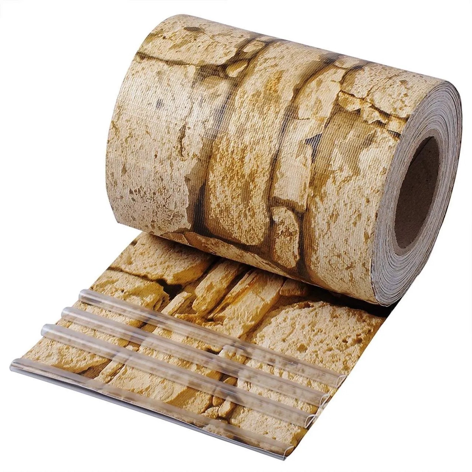 WOLTU Sichtschutzstreifen 19cm x 35m 25 Befestigungsclips Sandstein
