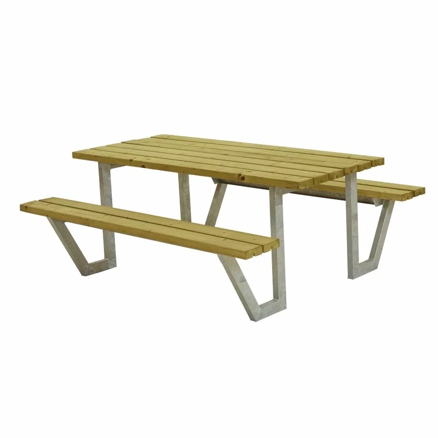 PLUS Gartensitzgruppe Holz 177 cm Druckimprägniert Wetterfeste Tisch-Bank-Kombination für Garten und Rastplatz