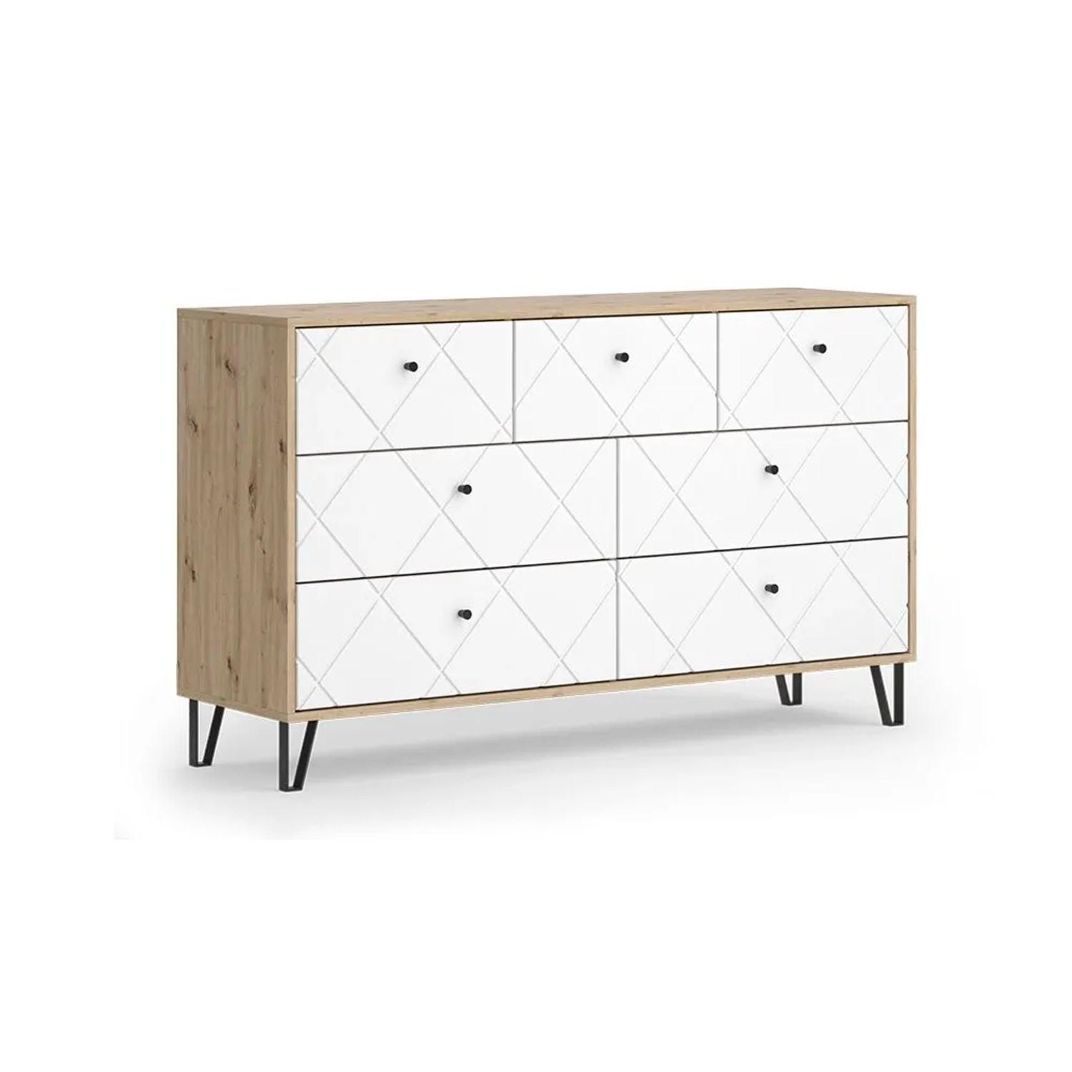 Vicco Kommode Nizza Artisan Weiß 140 x 83 mit 7 Schubladen Art Nr 57500