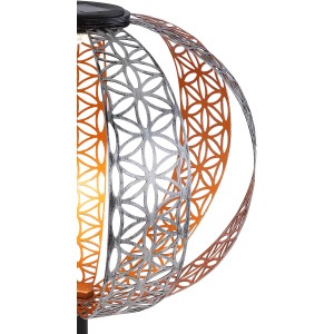 Globo LED-Solaraußenleuchte Ornamentkugel Silber, Ø 30 cm, mit filigranen Dekorstanzungen.