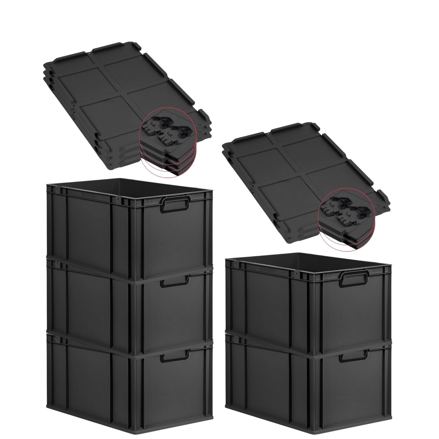 PROREGAL SuperSparSet 5x Eurobox Nextgen Color Mit Scharnierdeckel HxBxT 32 günstig online kaufen