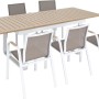 Esstischgruppe Butterfield 7-teilig Aluminium Textilien Weiß-Beige_2