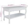 Weißer vidaXL Couchtisch mit Ablage aus MDF und Kiefernholz, 87,5x42x44 cm.