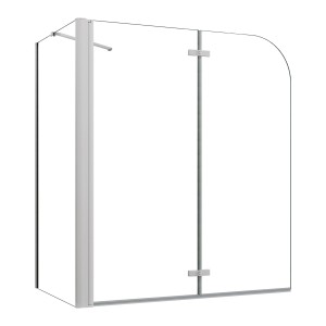 AICA Badewannenaufsatz, 90cm, mit 75cm Seitewand, 2-teilige Faltwand, weißer Rahmen, 6mm Nano-ESG Duschabtrennung.