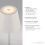 Weiße LED-Akku-Stehleuchte Euria, dimmbar, für Innen & Außen, 125cm hoch.