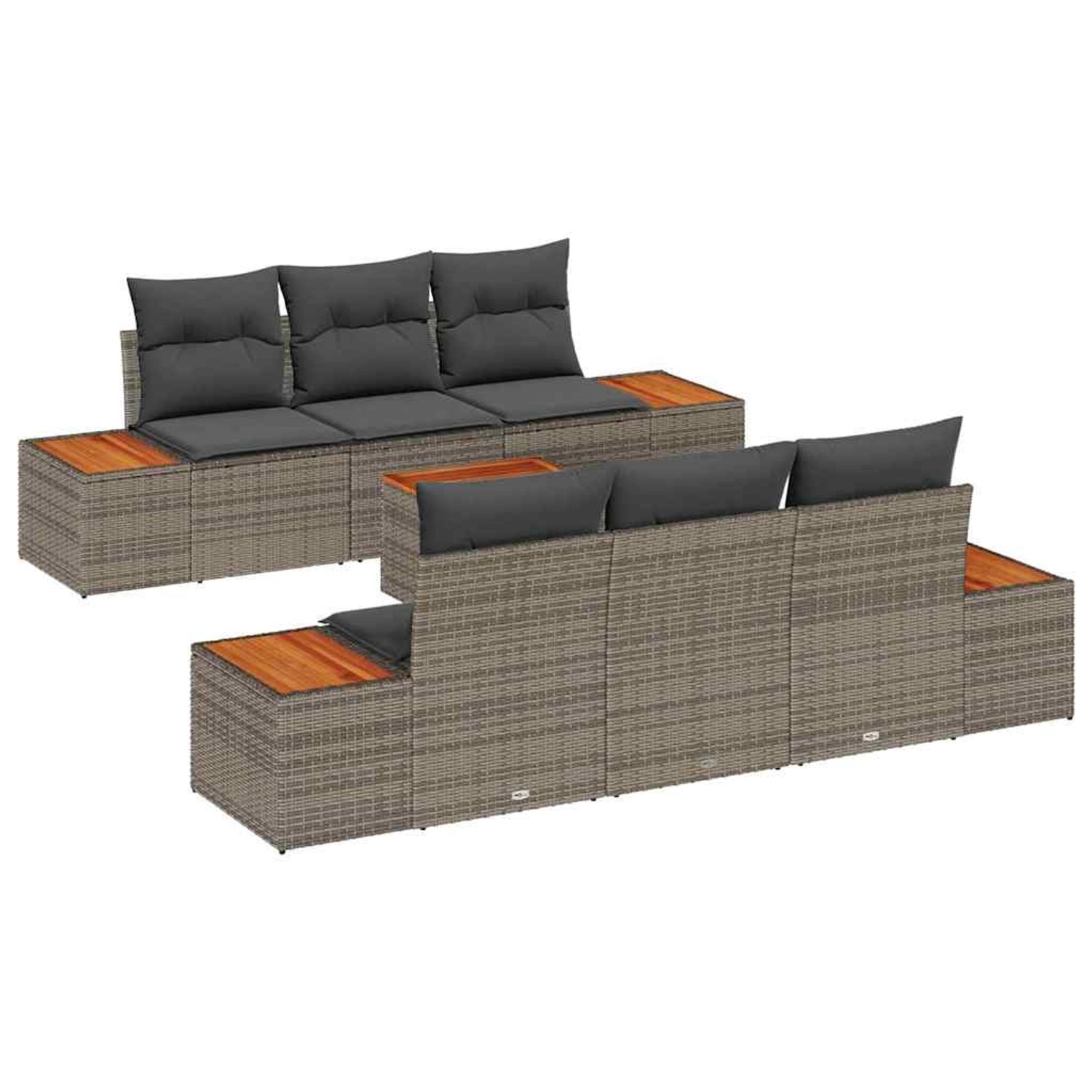 vidaXL Garten-Sofa-Set mit Kissen 7-Tlg Grau Poly Rattan 3348030 günstig online kaufen