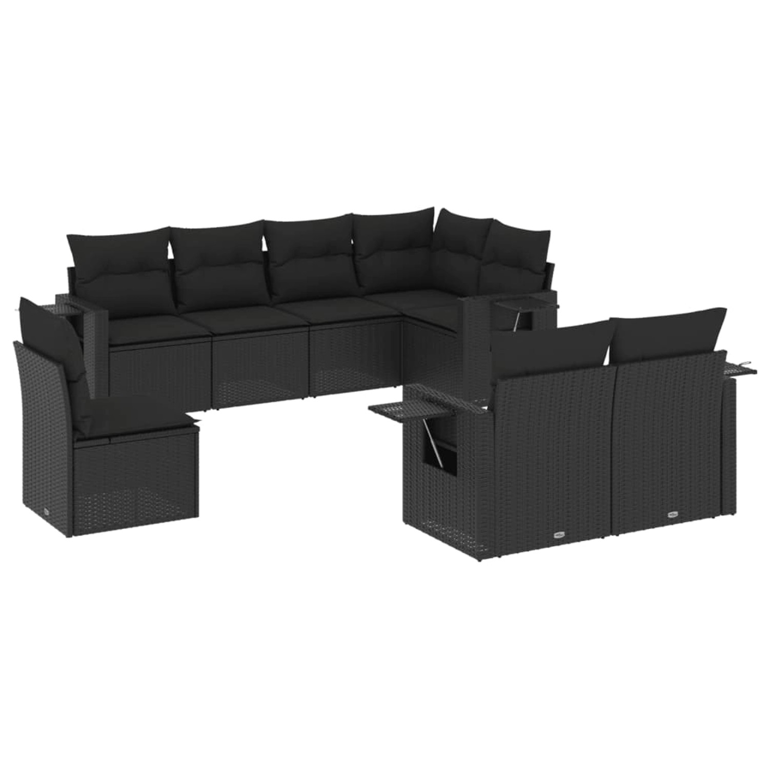 vidaXL 8-Tlg Garten-Sofagarnitur mit Kissen Schwarz Poly Rattan 3220434 günstig online kaufen