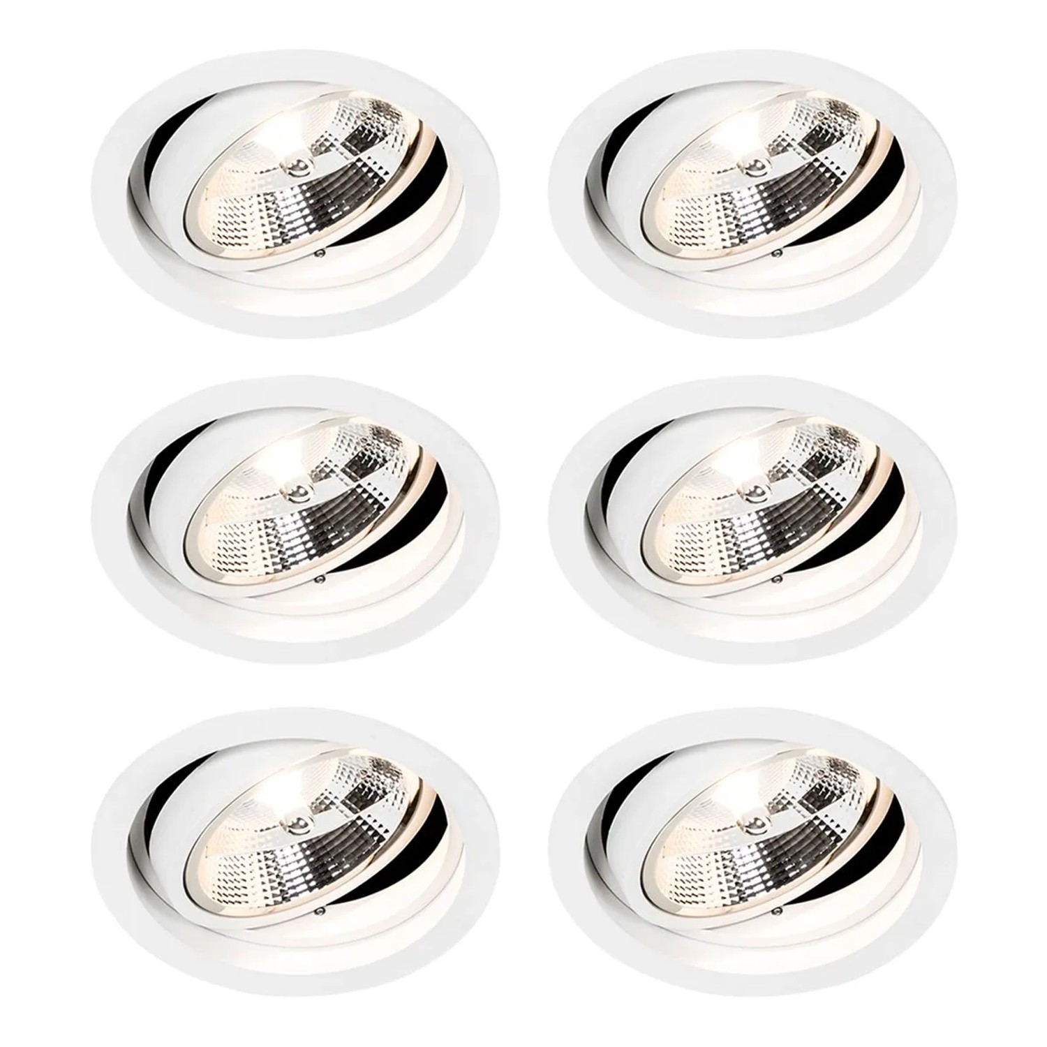 QAZQA Set mit 6 Modernes Versenktes SpotWeiß Verstellbar Chuck 111