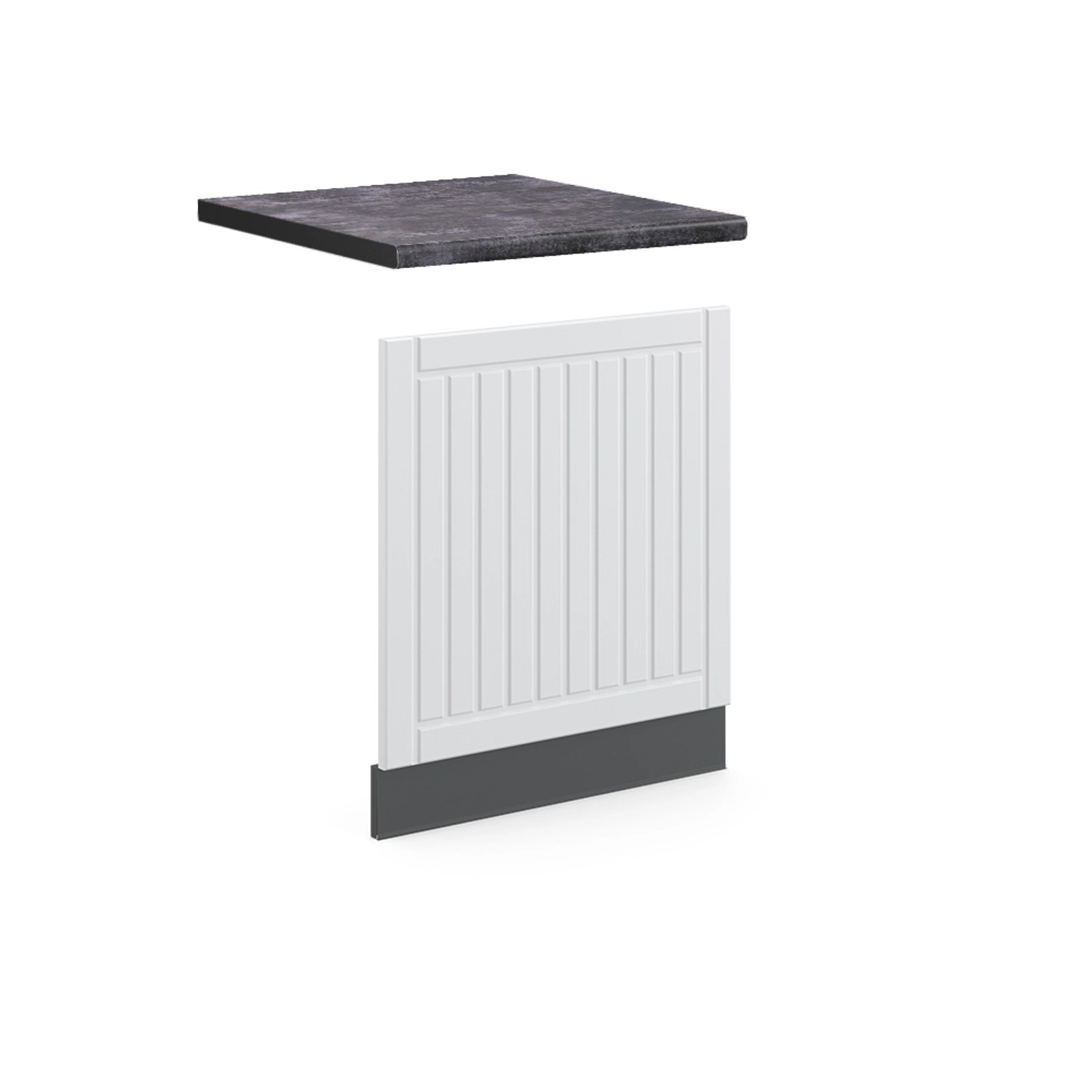 Vicco Frontblende Fame-Line Weiß Landhaus/Anthrazit 60 cm AP Anthrazit