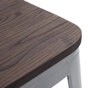 MCW 4x Hocker A73 Inkl. Holz-Sitzfläche Grau