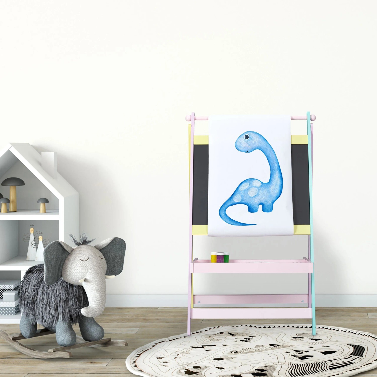 Relaxdays Kindertafel MDF Bunt Mit Papierrolle 90 cm x 56 cm x 42 cm 3,9 kg_5