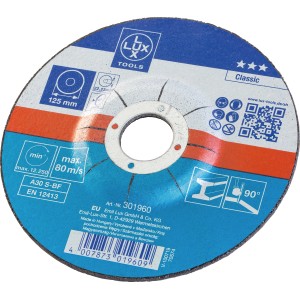 LUX Gewebe-Trennscheibe Classic, 125 mm Durchmesser, für Metallarbeiten mit Winkelschleifer.