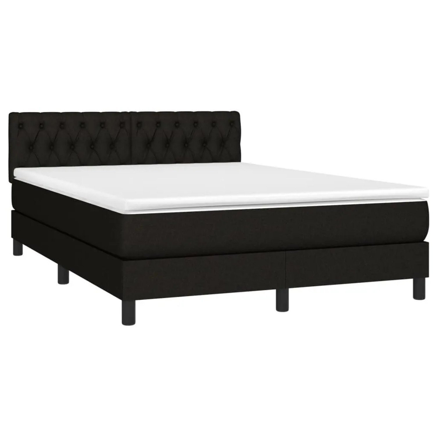 vidaXL Boxspringbett mit Matratze Schwarz 140x190 cm Stoff 3140291