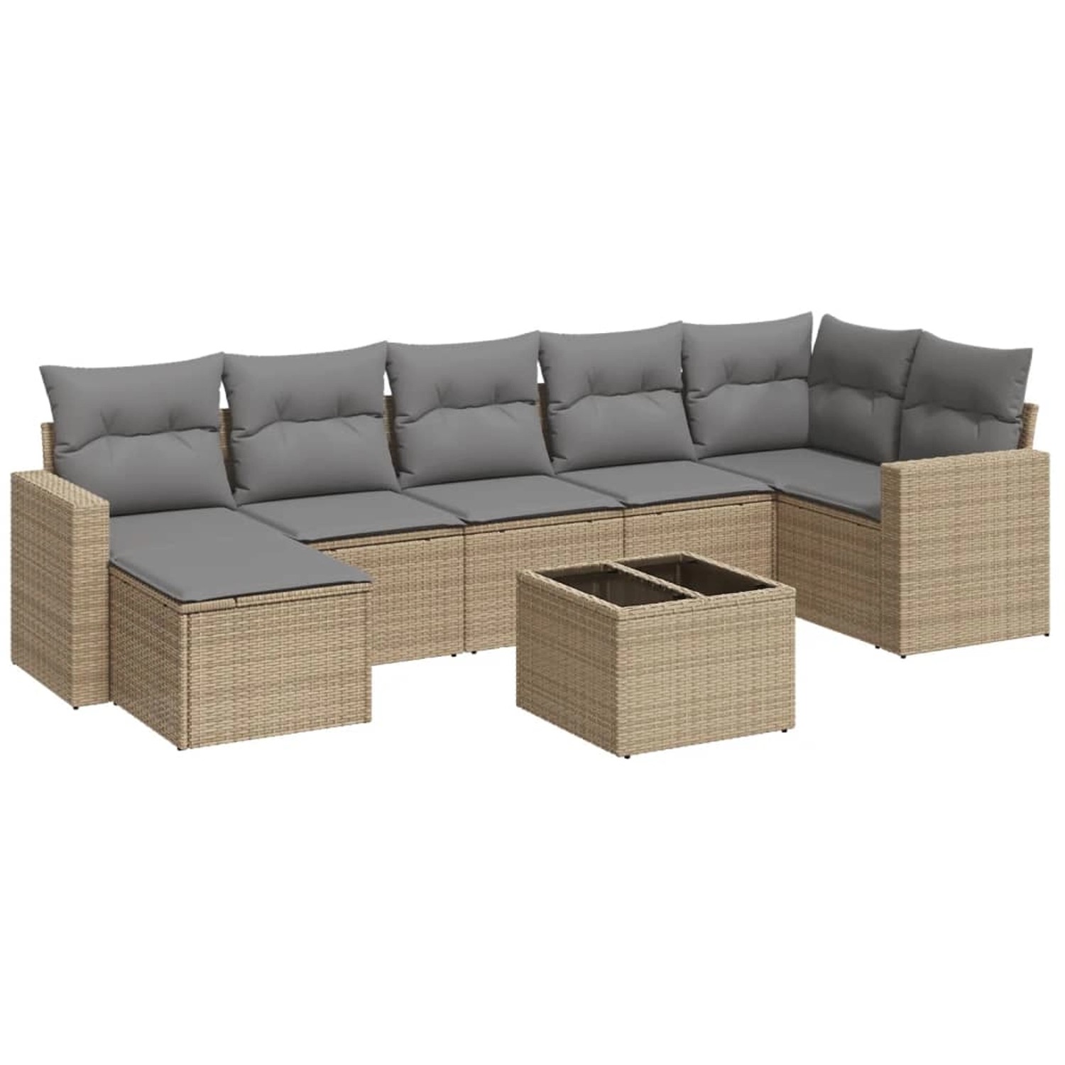 vidaXL 8-Tlg Garten-Sofagarnitur mit Kissen Beige Poly Rattan 3219279 günstig online kaufen