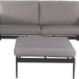 Home Deluxe Lounge-Set Rio L, 4-teilig, Aluminium schwarz/hellgrau, mit Sofa, 2 Sesseln und Hocker.