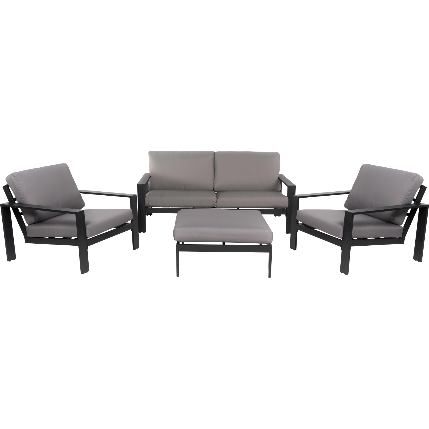 Home Deluxe Lounge-Set Rio L 4-teilig Aluminium Schwarz-Hellgrau