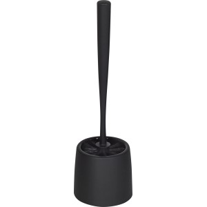 Schwarze WC-Garnitur (Ø 10,7 cm) mit Bürste im Halter für das Badezimmer.