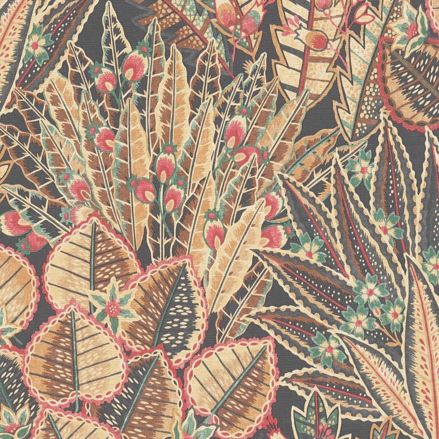 PROFHOME 396531-GU Blumen Tapete Floral Matt Braun Rot Schwarz Beige 0,53 m günstig online kaufen