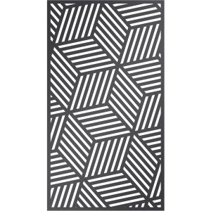 Eleo Sichtschutz Reno Metall, anthrazitfarbener Gartenzaun mit modernem Rautenmuster.