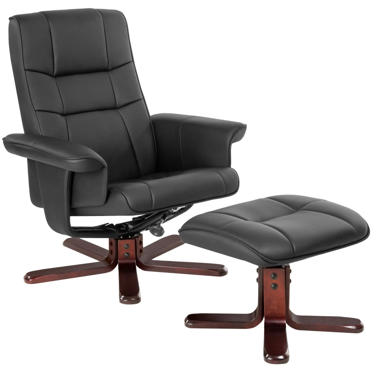 Tectake Fernsehsessel  Mit Hocker Neigbare Rückenlehne  78 x 100 x 95 cm Schwarz Braun